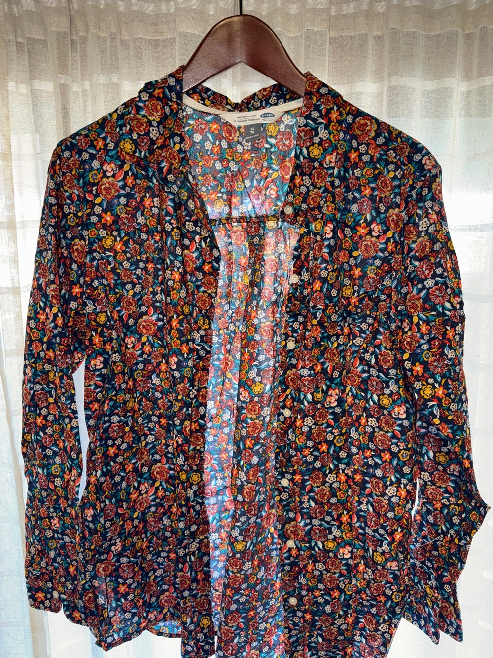 Old Navy Navy Floral Open-Front Blazer Jacket